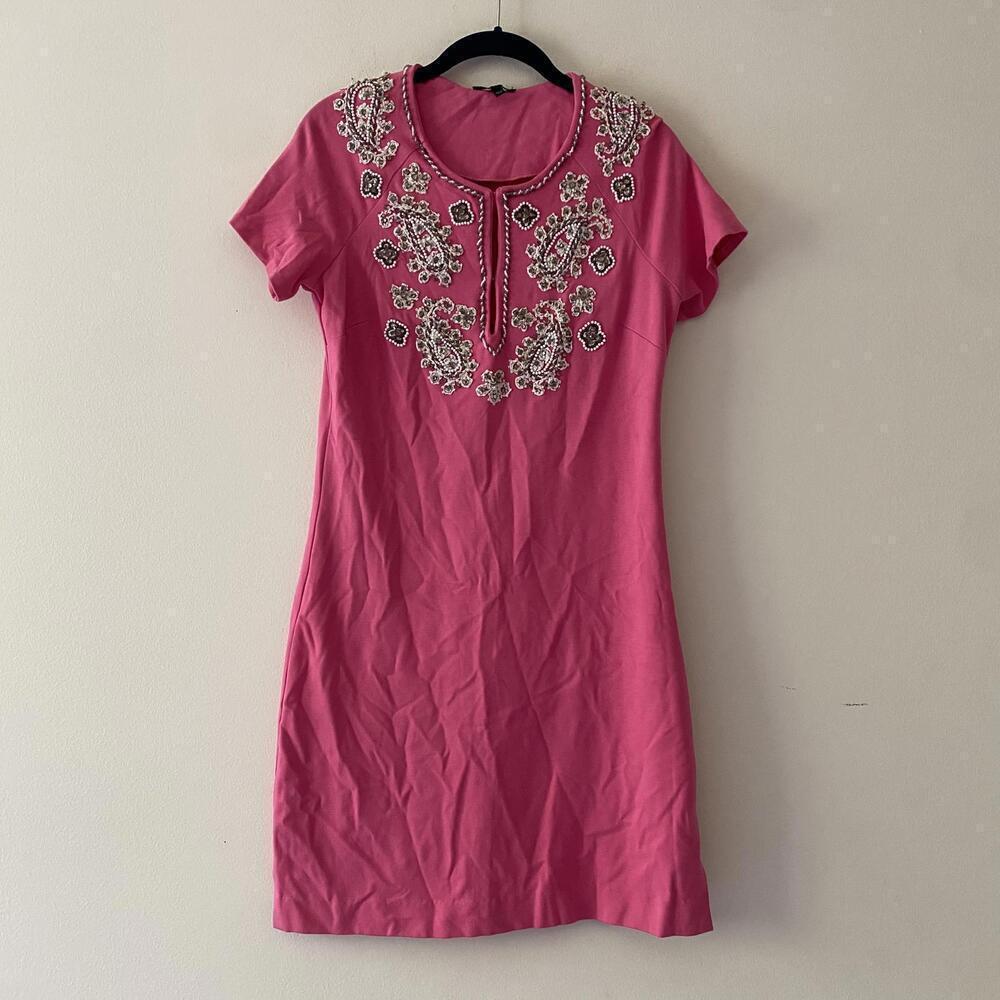 JUICY COUTURE hot pink beaded short sleeve dress